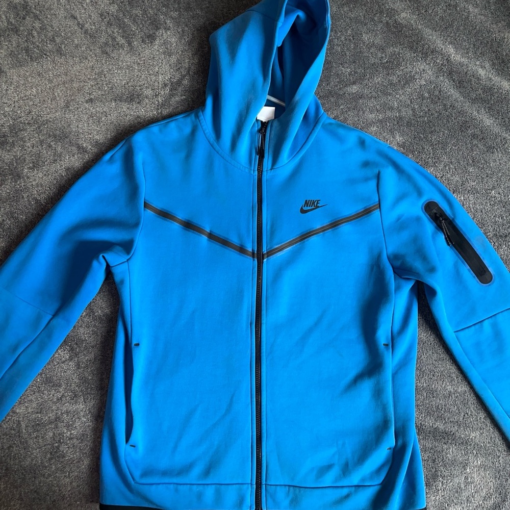 Nike Tech Fleece Full-Zip Jacket- Blue - Mens Size Large